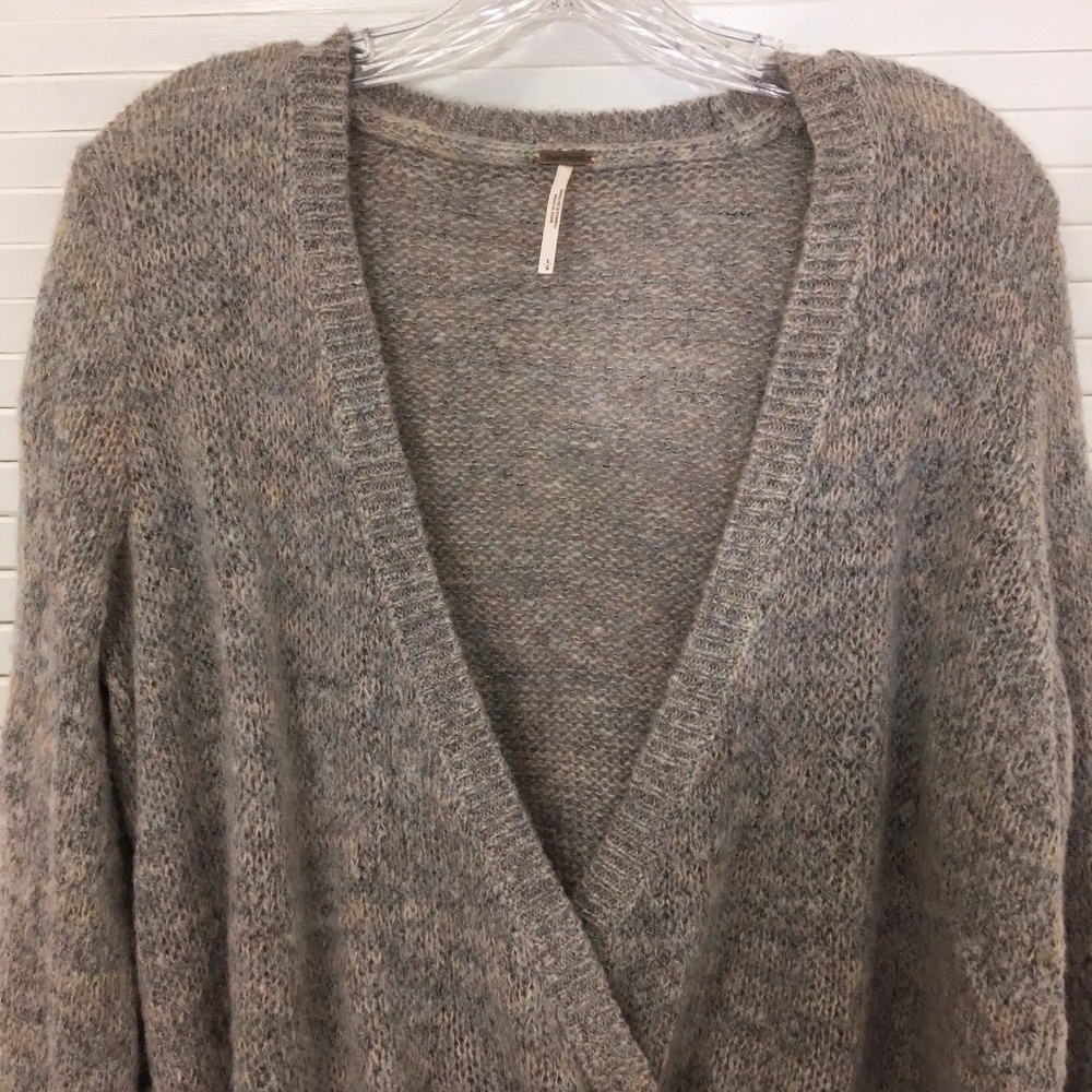 FREE PEOPLE | Women's Karina Wrap Sweater Gray L - Picture 6 of 8